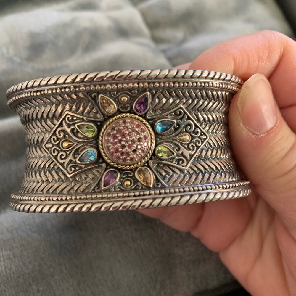 Samuel B multi gem sterling bracelet cuff